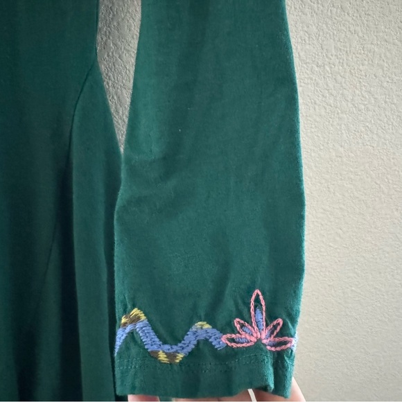 Johnny Was Amarylla Dress Small Emerald Green Cotton Embroidered Asymmetric Boho - Picture 11 of 14